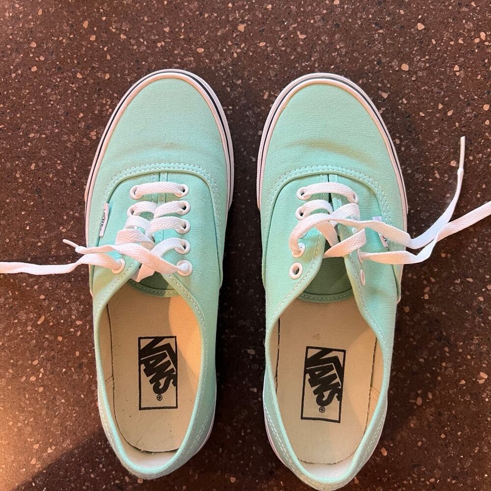 Vans off the wall tennis shoes seafoam or mint green women size 8.5 and mens 7